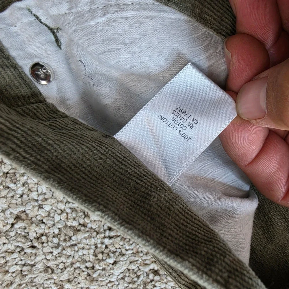 Banana Republic Corduroy Pants Mens 34x30 Olive Green Straight Leg Cotton Casual